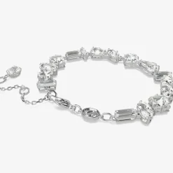 Mesmera White Mixed Cuts Rhodium Plated Bracelet 5661529 (M)
