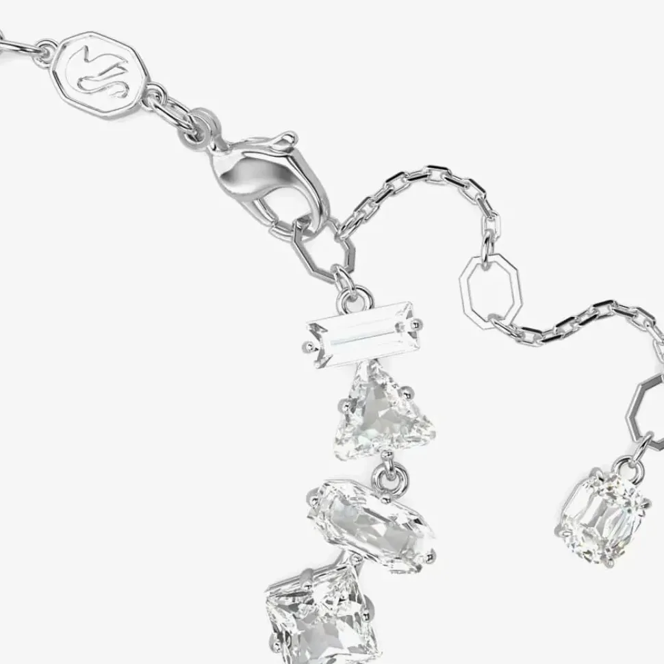 Mesmera White Mixed Cuts Rhodium Plated Bracelet 5661529 (M)