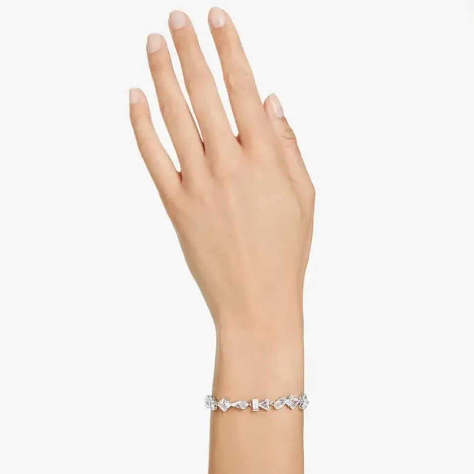 Mesmera White Mixed Cuts Rhodium Plated Bracelet 5661529 (M)