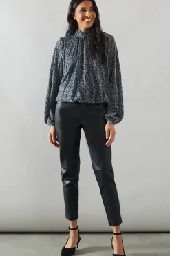 Metallic Animal High Neck Blouse