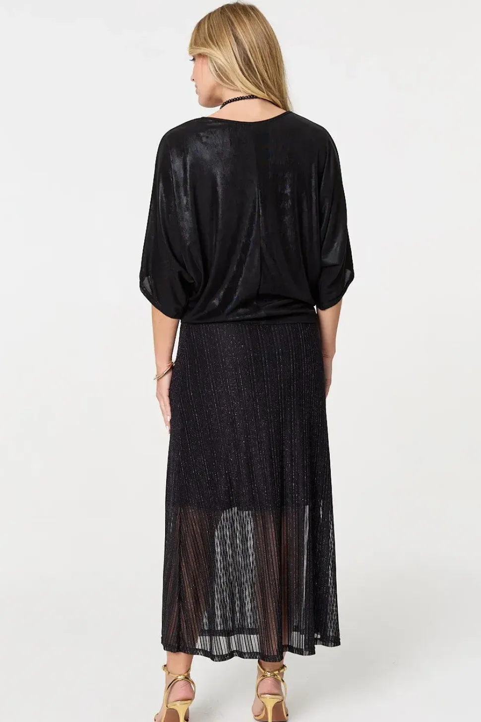 Metallic 3/4 Batwing Sleeve Top