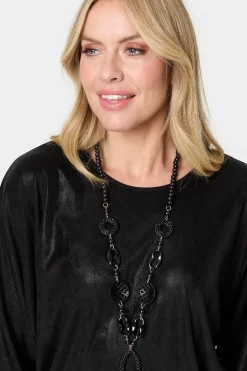 Metallic 3/4 Batwing Sleeve Top