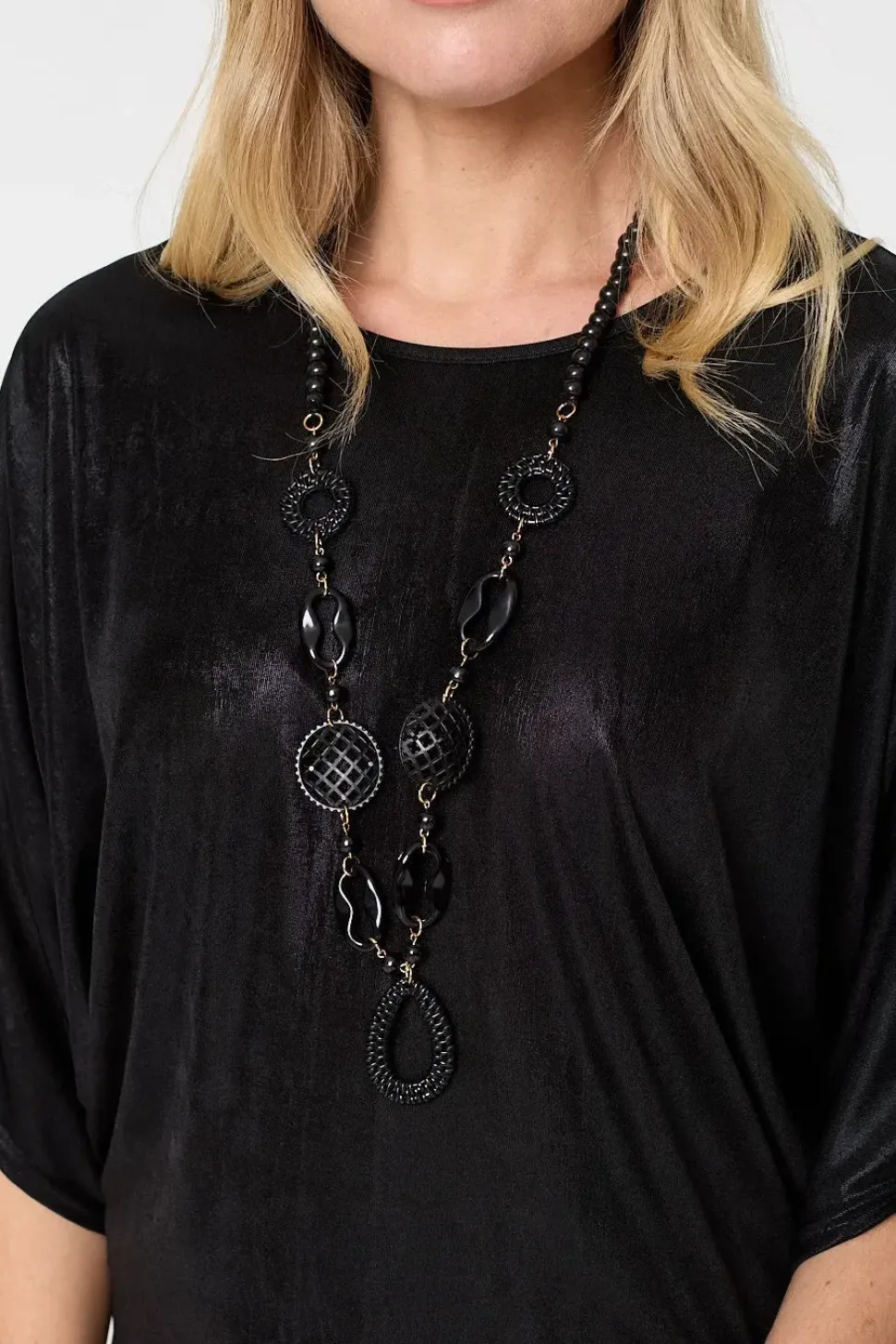 Metallic 3/4 Batwing Sleeve Top