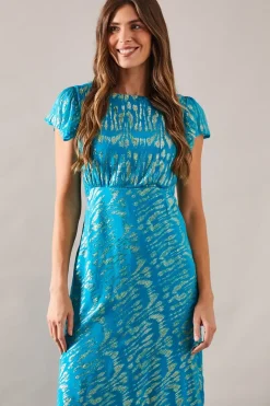 Metallic Bias Midaxi Dress