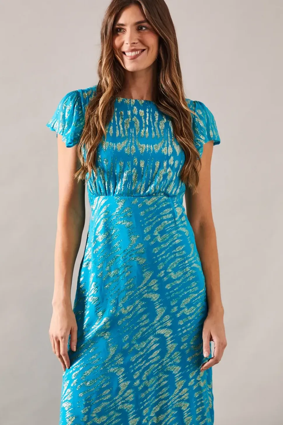 Metallic Bias Midaxi Dress