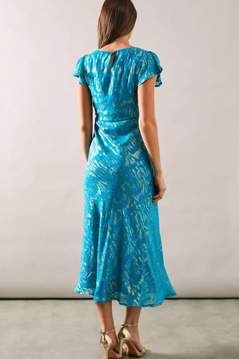 Metallic Bias Midaxi Dress