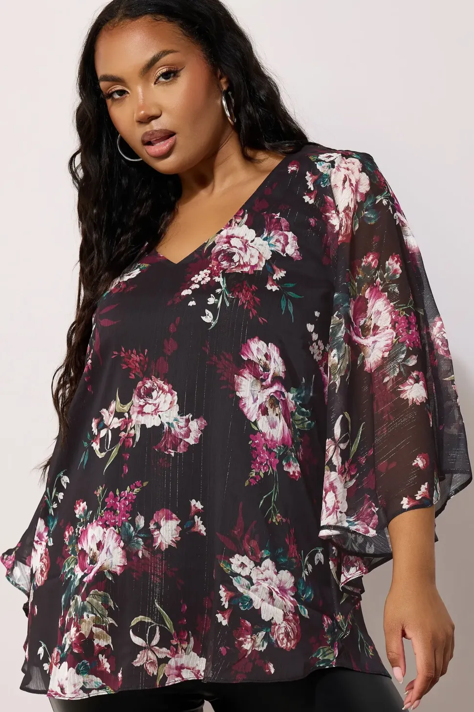 Metallic Cape Blouse