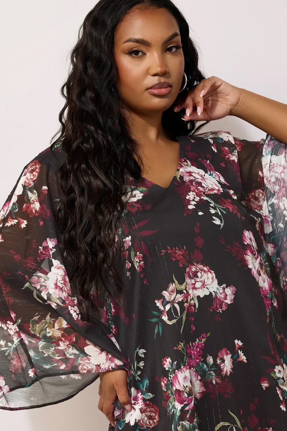 Metallic Cape Blouse