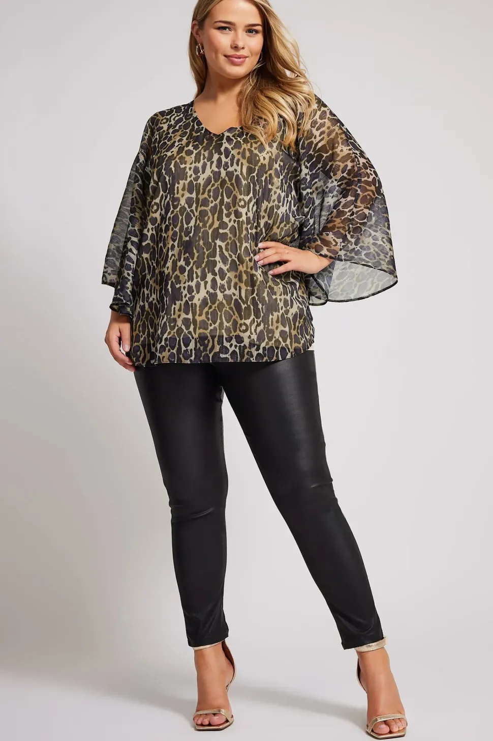Metallic Cape Blouse