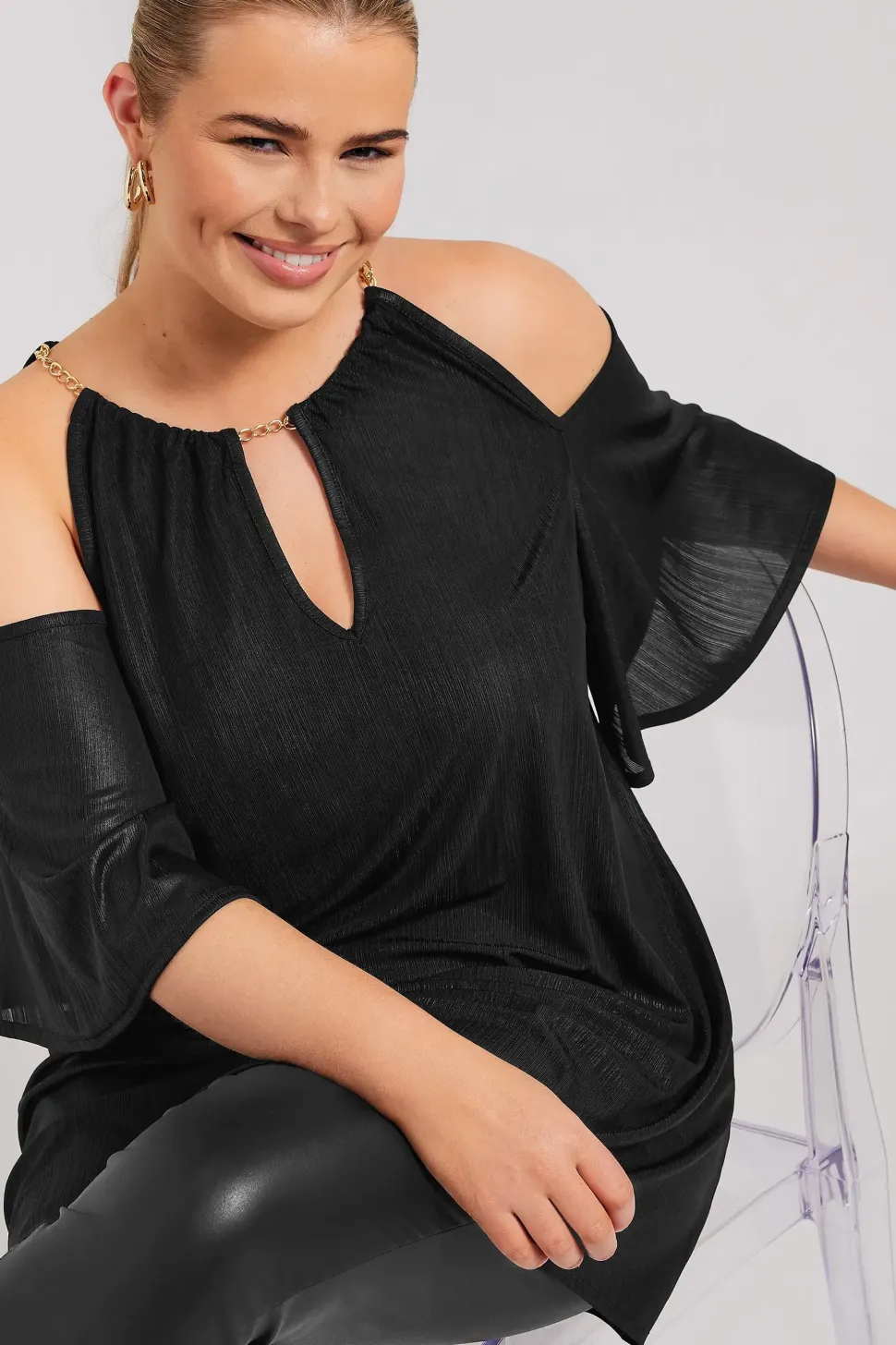 Metallic Chain Detail Top
