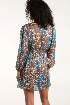 Metallic Chiffon Crossover Dress