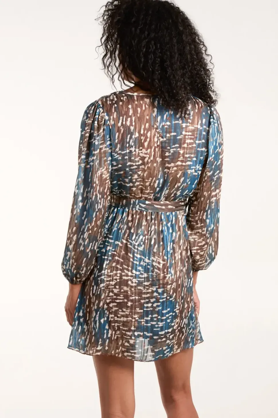 Metallic Chiffon Crossover Dress