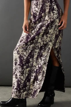 Metallic Chiffon Maxi Skirt