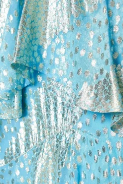 Metallic Chiffon V Neck Tiered Maxi Dress