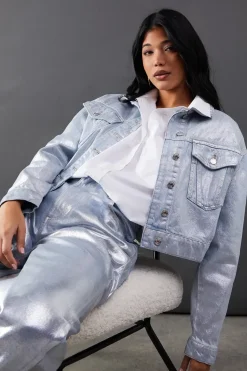 Metallic Denim Boxy Jacket