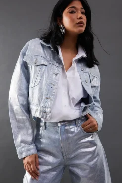 Metallic Denim Boxy Jacket