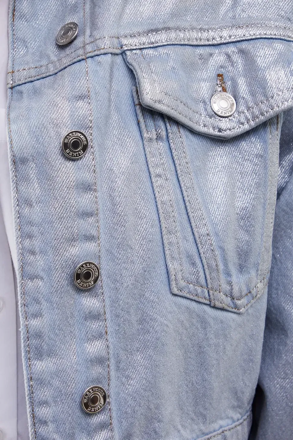 Metallic Denim Boxy Jacket