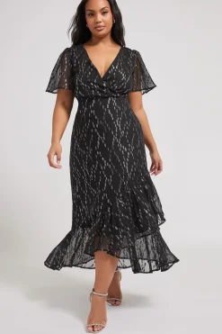 Metallic Dobby Wrap Dress