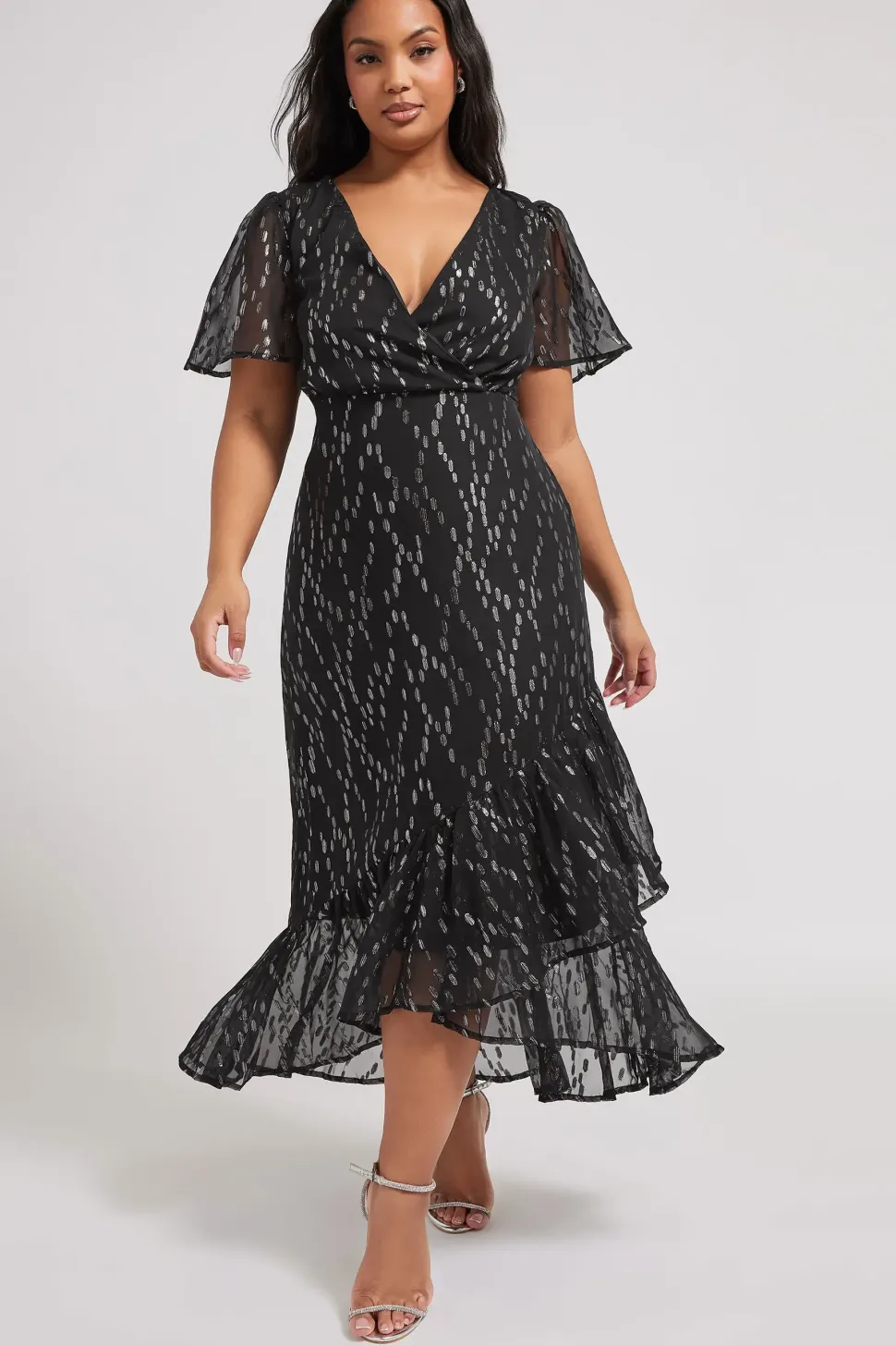 Metallic Dobby Wrap Dress