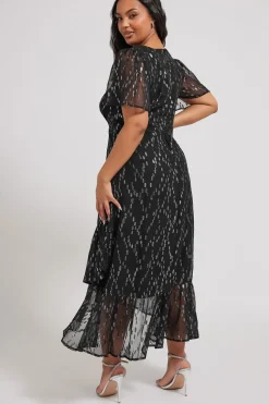Metallic Dobby Wrap Dress