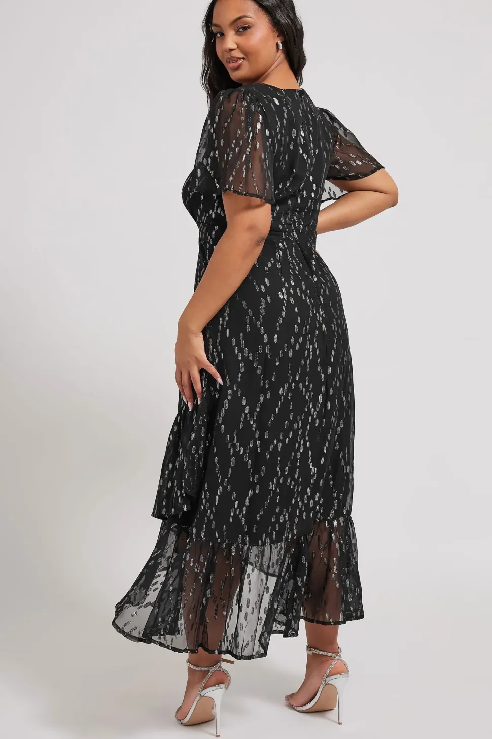 Metallic Dobby Wrap Dress