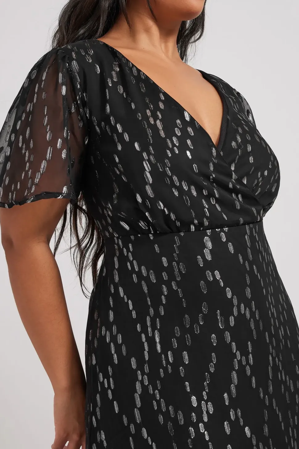 Metallic Dobby Wrap Dress
