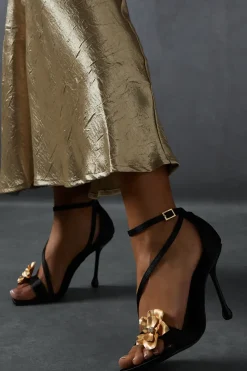 Metallic Floral Barely There Heels