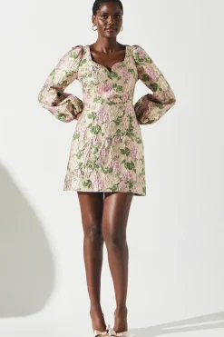 Metallic Floral Jacquard Mini Dress