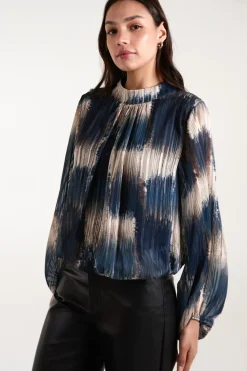 Metallic High Neck Puffball Top