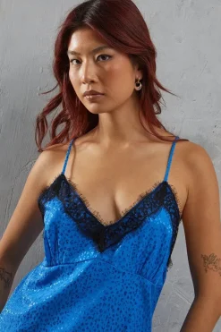 Metallic Jacquard Leopard Lace Strappy Cami Top