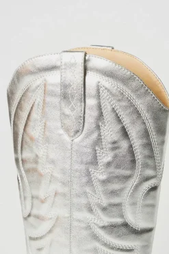 Metallic Leather Look Western Boots