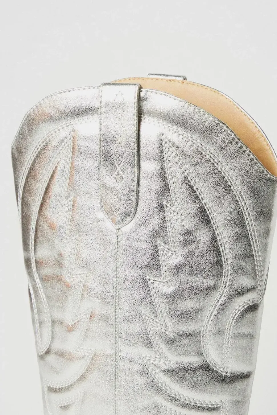Metallic Leather Look Western Boots
