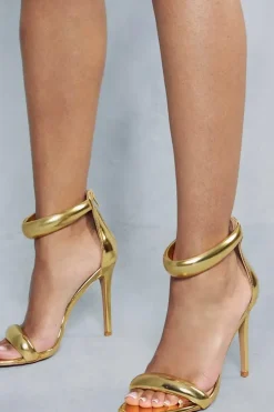 Metallic Padded Barely There Heels