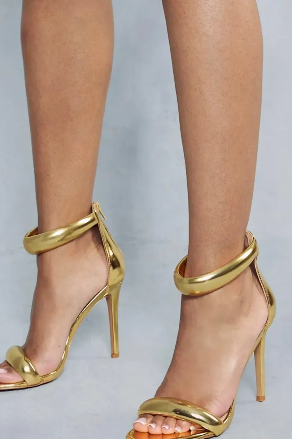 Metallic Padded Barely There Heels