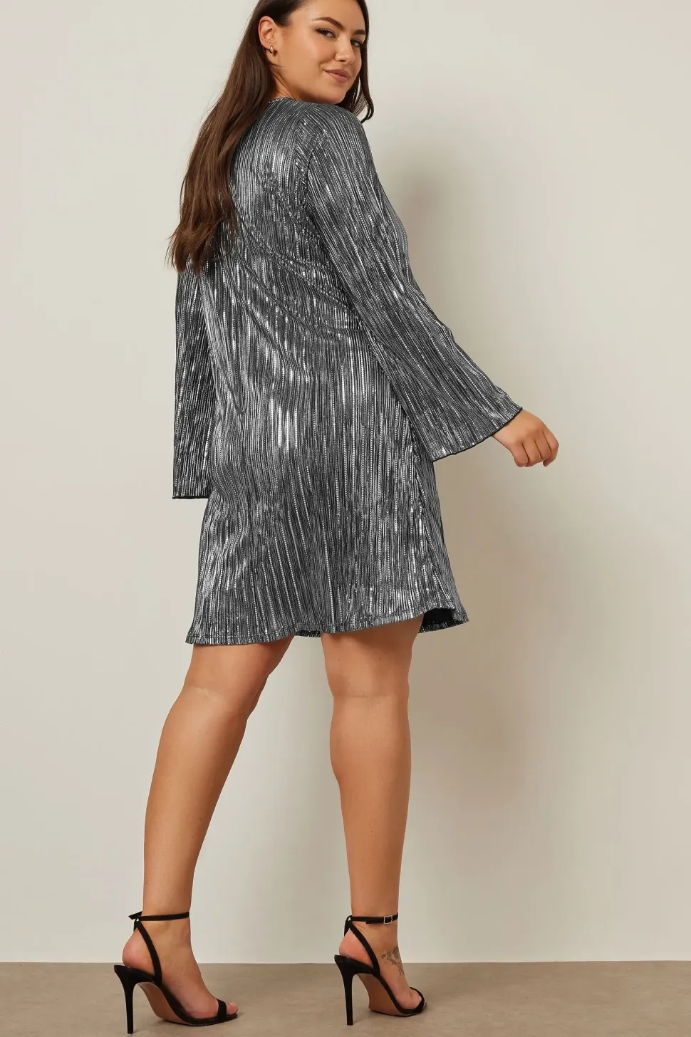 Metallic Plisse Dress