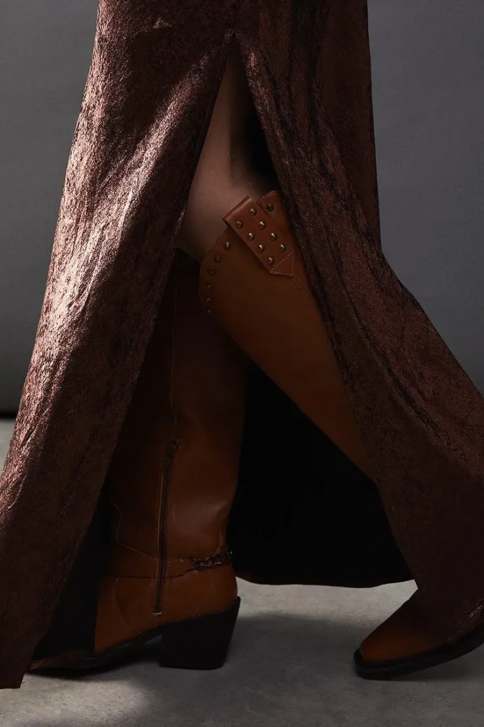 Metallic Satin Bias Maxi Skirt