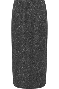 Metallic Side Split Midi Skirt