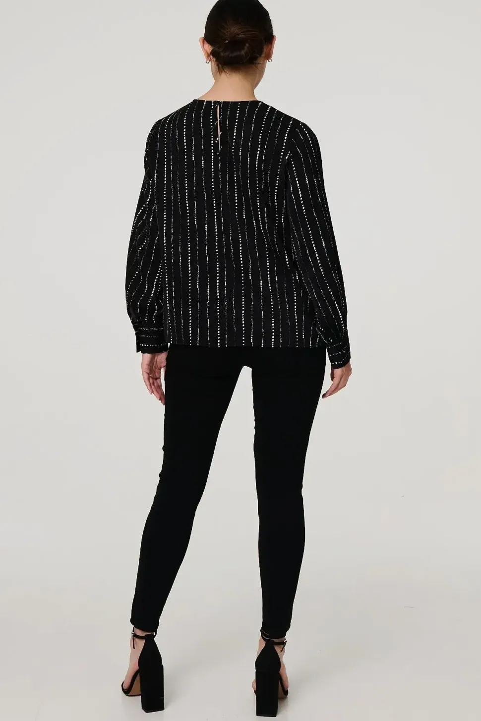 Metallic Stripe Long Sleeve Blouse