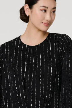 Metallic Stripe Long Sleeve Blouse