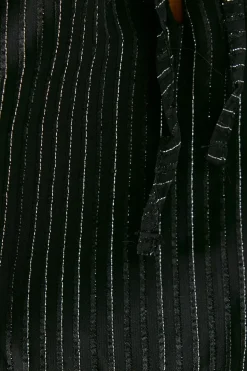 Metallic Stripe Tie Neck Waisted Jumpsuit