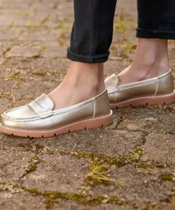 Metallic Suede Leather Loafers with Chunky Sole
