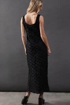 Metallic Tinsel Column Midaxi Dress
