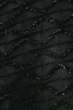 Metallic Tinsel Drop Waist Mini Smock Dress