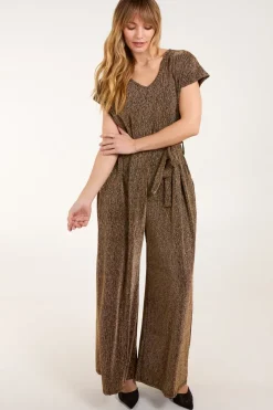 Metallic V Neck Jumpsuit