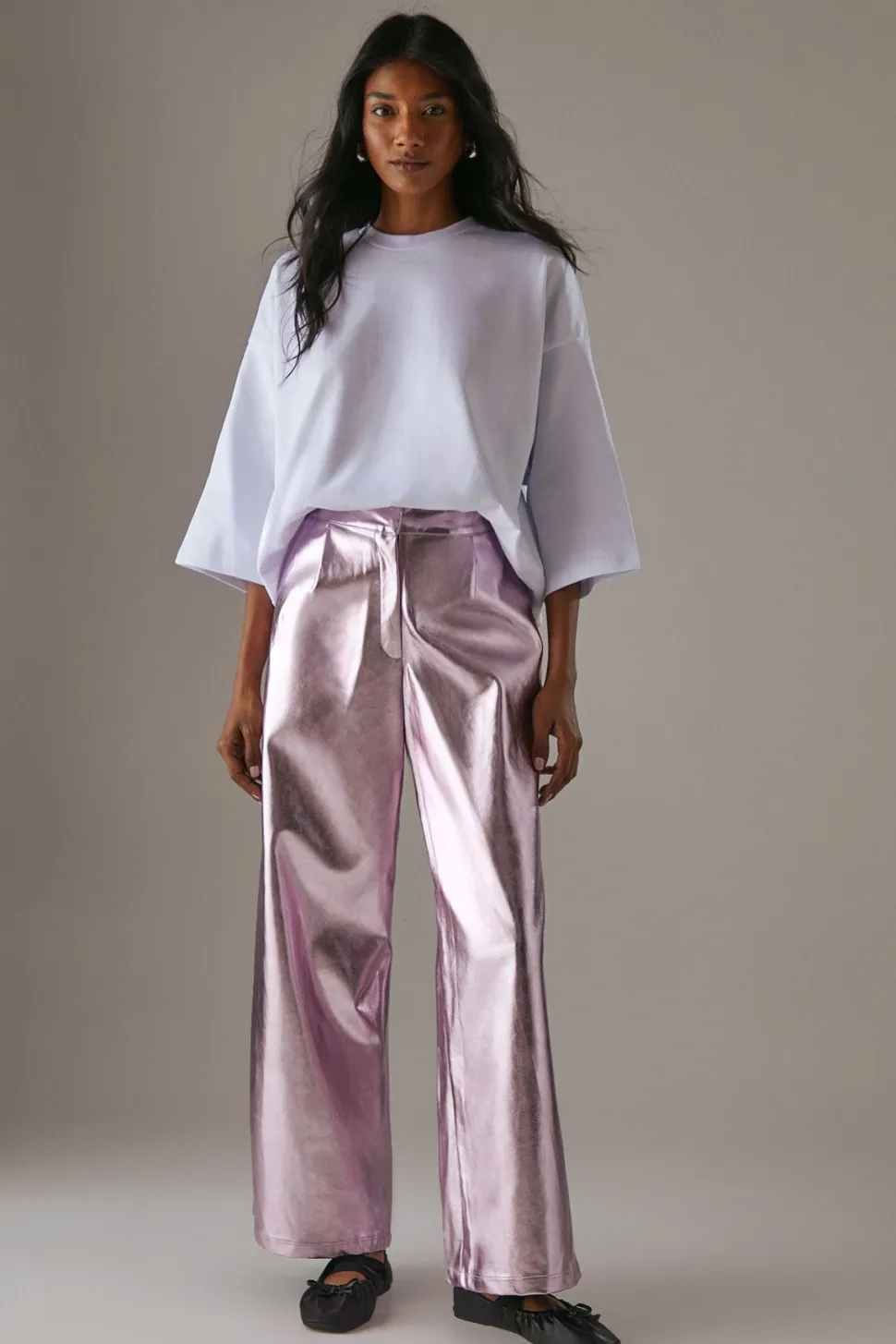 Metallic Wide Leg Trouser