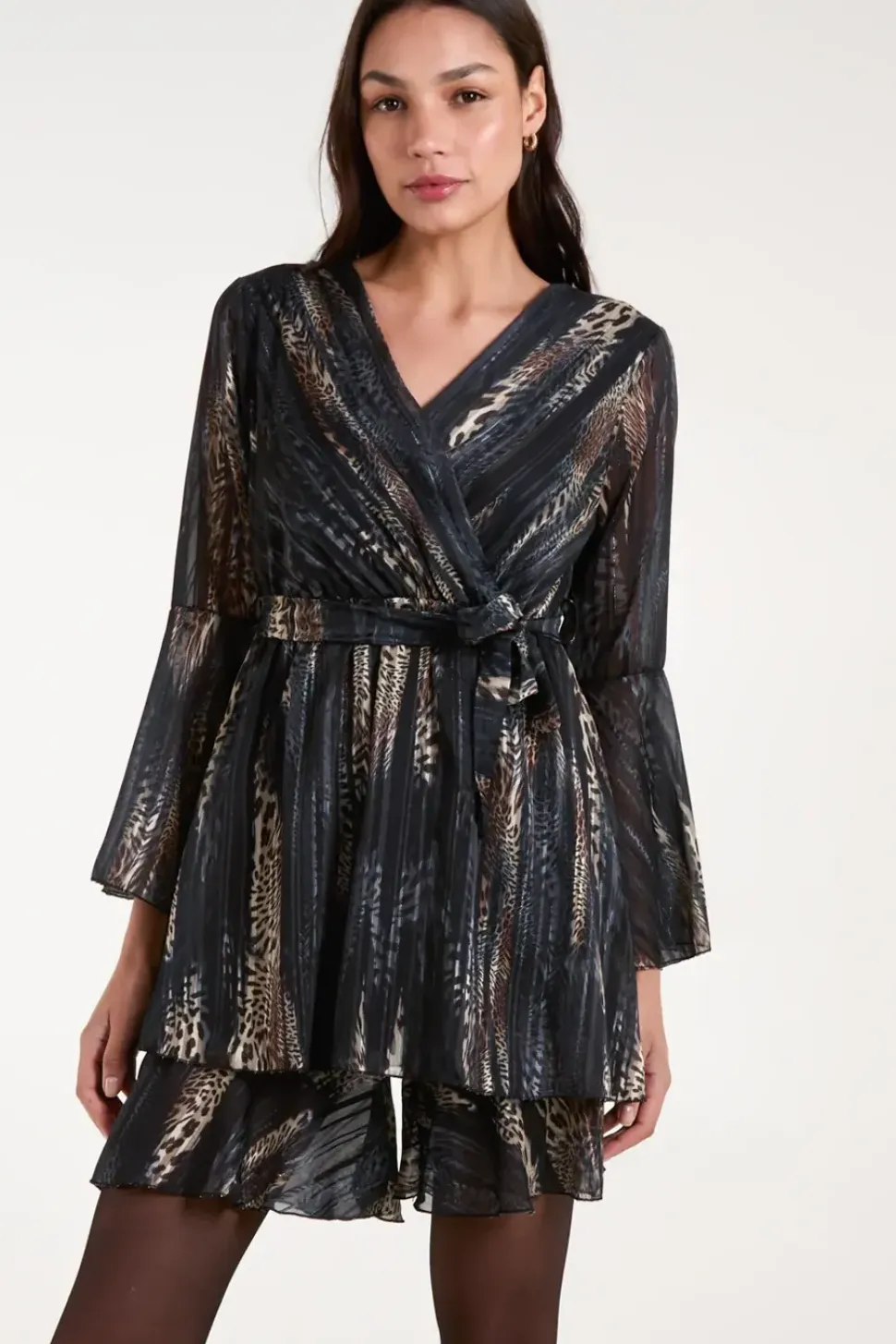 Metallic Wrap Over Dress