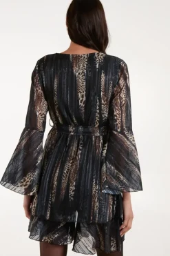 Metallic Wrap Over Dress