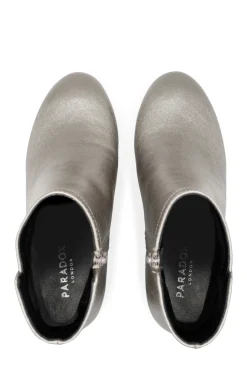 Metallic 'Aria' Mid Block Heel Ankle Boot