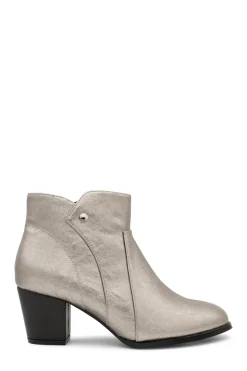 Metallic 'Belinda' Wide Fit Mid Heel Ankle Boot
