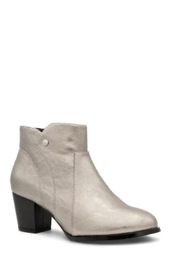 Metallic 'Belinda' Wide Fit Mid Heel Ankle Boot